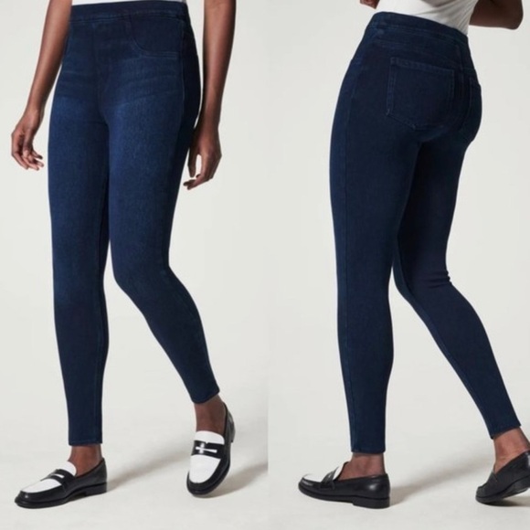 SPANX 👖 Jean-ish Ankle Skinny Jean Leggings Dark Wash Sz XL, NWOT - Picture 1 of 8